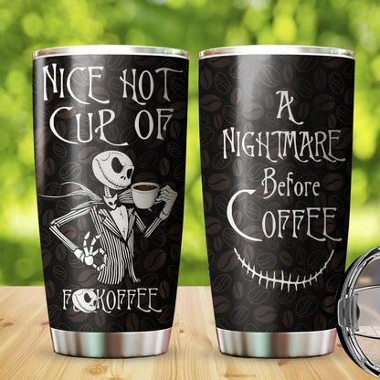 Christmas Gifts for Cartoon Lovers, Nice Hot Cup Of A Nightmare Before Coffee, Jack Nightmare Before Coffee Tumbler with Lid, Skeleton Mug, Christmas Movie Cup, Birthday Gifts for Movie Lovers