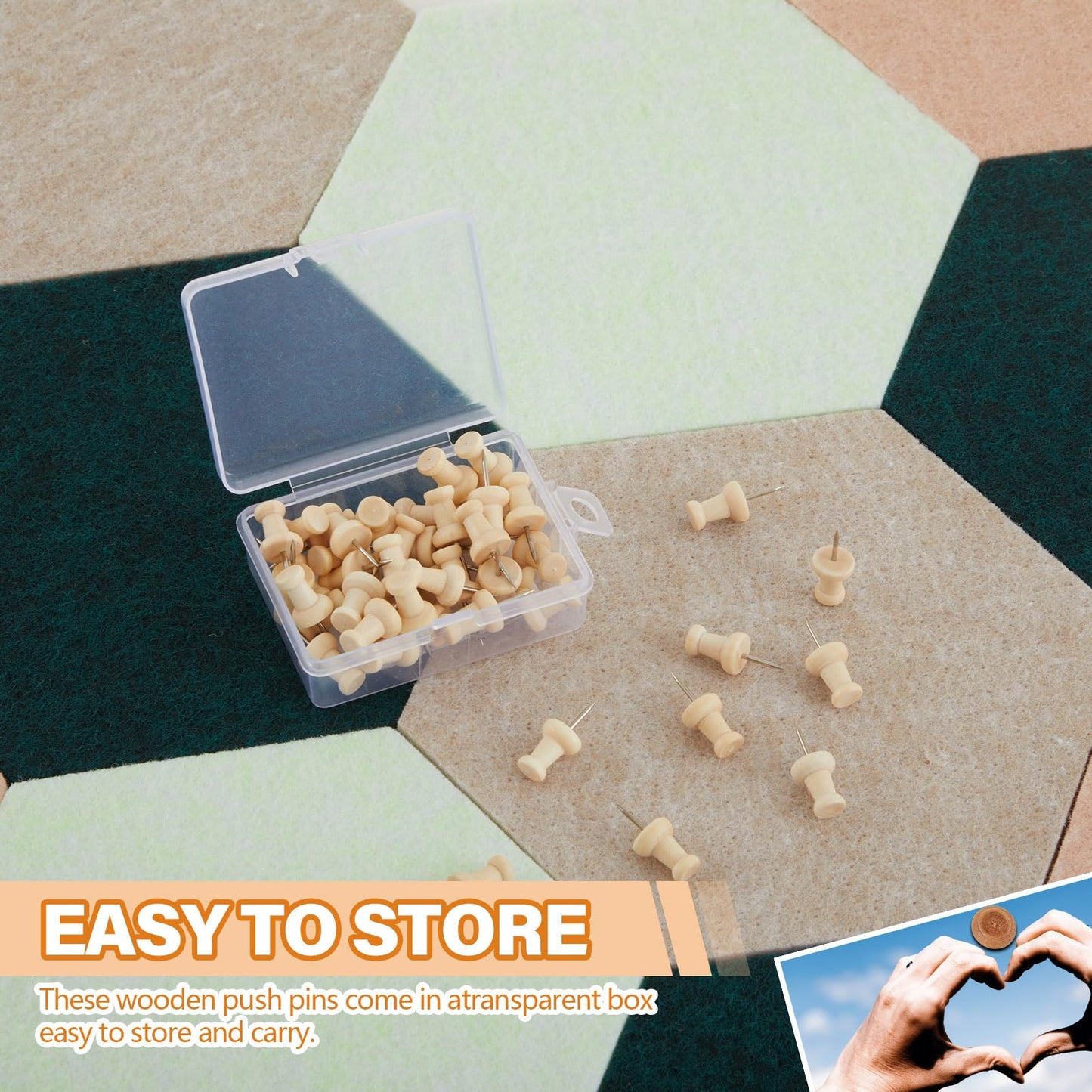 Mindsoft 16 Pcs Hexagon Cork Board for Walls with 50 Wooden Push Pins 6.7 x 5.9 in Felt DIY Tiles Notice with Nano Tape Hanging Bulletin Board for Home Photo Office Memo Note (Green)