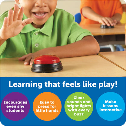 Learning Resources Lights and Sounds Buzzers - Classroom Must Haves Supplies, Kids Toys, Sound Effect Button, Family Game Shows For Trivia, Participation Tools Boys and Girls Birthday Gifts
