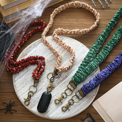 4 Pcs Teacher Lanyard Scrunchie for ID Badges and Keys Cute Wizard Style Stretchy Scrunchie Lanyards for Teachers Appreciation Gifts Nurses Employee Team Women Office School Gifts