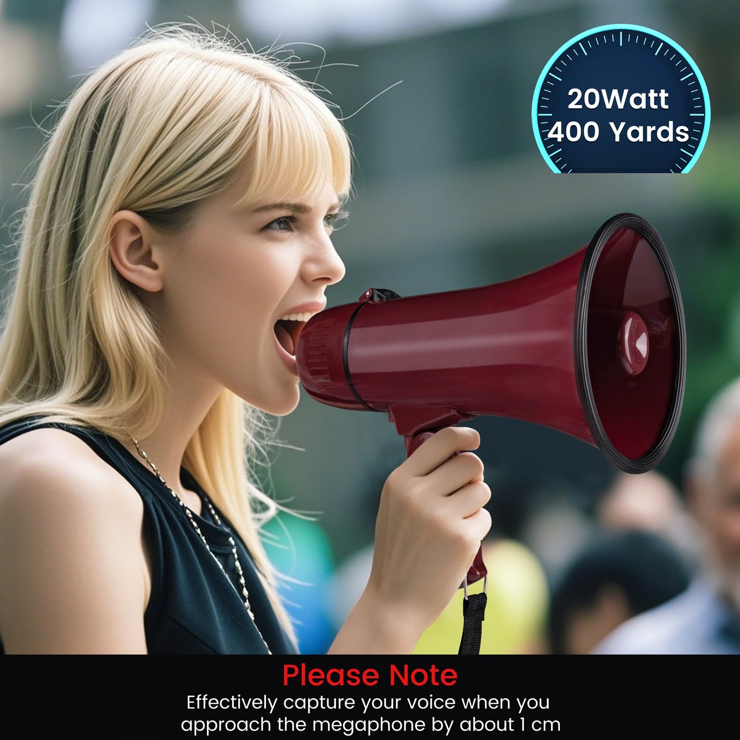 MyMealivos 20W Megaphone Bullhorn-5.4"×8.6" Portable Megaphone Built in Siren & 240s Recording, Volume Control Cover Up to 300 feet+ for Indoor and Outdoor Activities(Coffee)