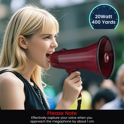 MyMealivos 20W Megaphone Bullhorn-5.4"×8.6" Portable Megaphone Built in Siren & 240s Recording, Volume Control Cover Up to 300 feet+ for Indoor and Outdoor Activities(Coffee)