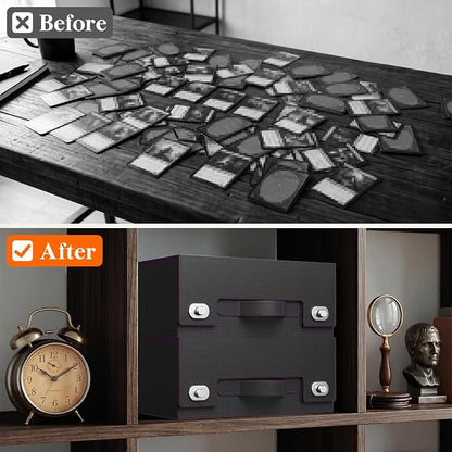 Lifewit Trading Card Storage Box with Handle, Holds Up to 1800 Sleeved Cards with 12 Adujstable Dividers & 4 Stoppers, Aluminum Closure PU Leather Case for MTG, PTCG, YGO, Sports Cards, Black& Purple