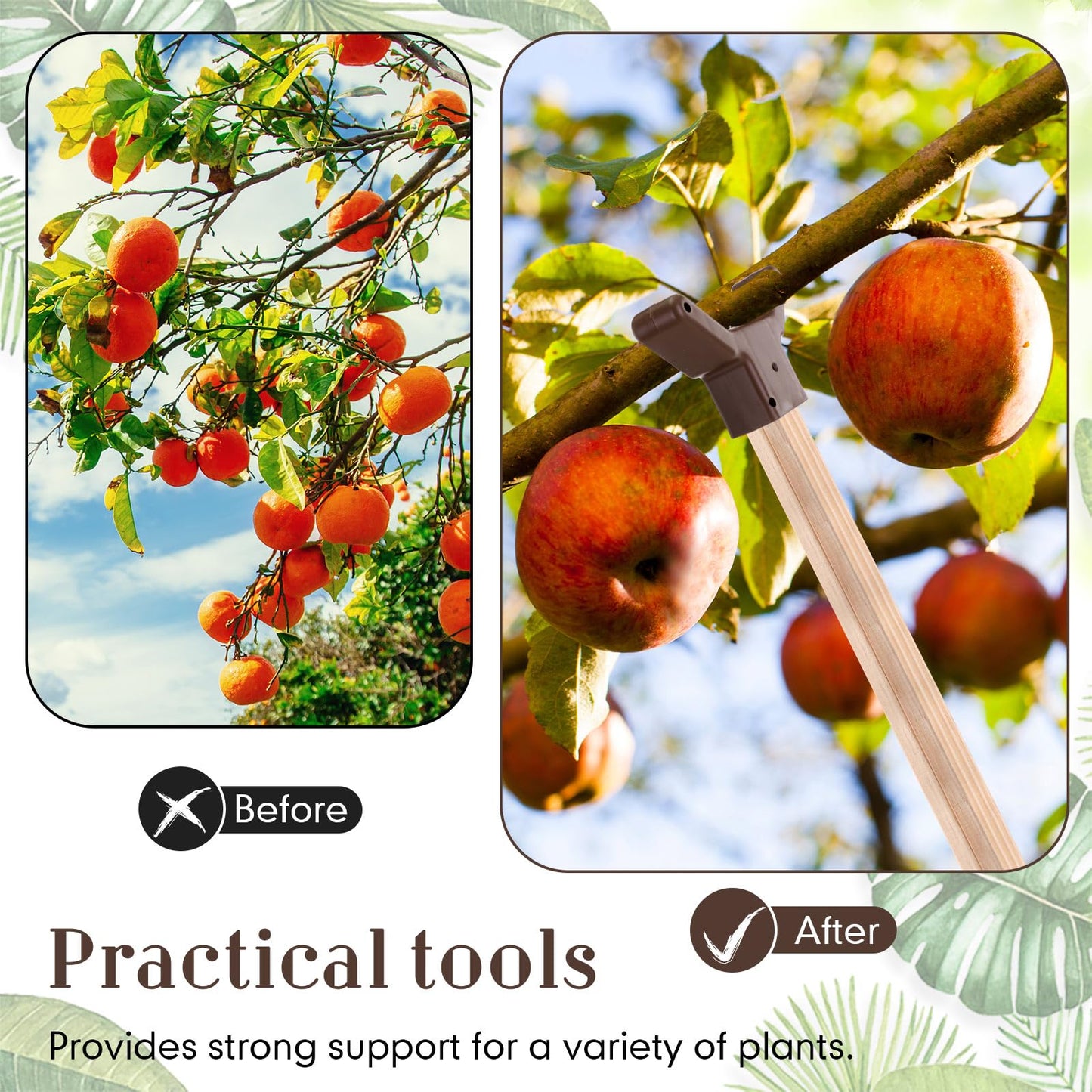 Yungyan 2 Pcs Tree Support, Plastic Fruit Branch Support Device Tree Brace Prevent Them from Breaking for Vineyards Ornamental Gardens Orchards Fits on Standard 1.57 x 1.57 Inch Lumber (Brown)
