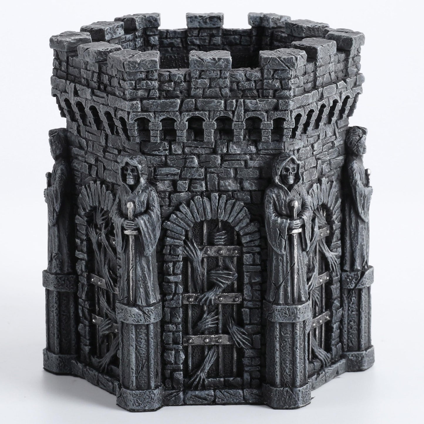 Veronese Design 4 7/8 Inch Wardens of the Damned Pen Holder Resin Desktop Organizer Skeleton Reaper Home Decor Sculpture