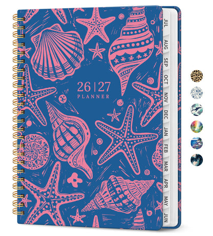Planner 2026–2027, Weekly & Monthly Academic Organizer for School Year, Jul 2026–Jun 2027, Hardcover Planner with Tabs, Back to School Essential, 6.3" x 8.5", Coastal Whispers