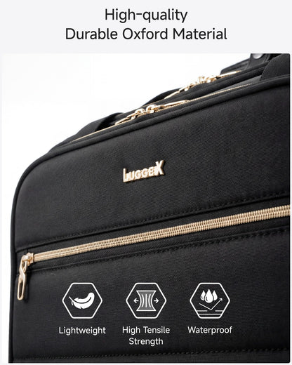 LUGGEX Rolling Laptop Bag with Wheels, 17.3" Soft Sided Laptop Rolling Briefcase with 4 Spinner Wheels - Lightweight Carry On for Business Travel Overnight (UDS-Core, Black, 18 Inch)