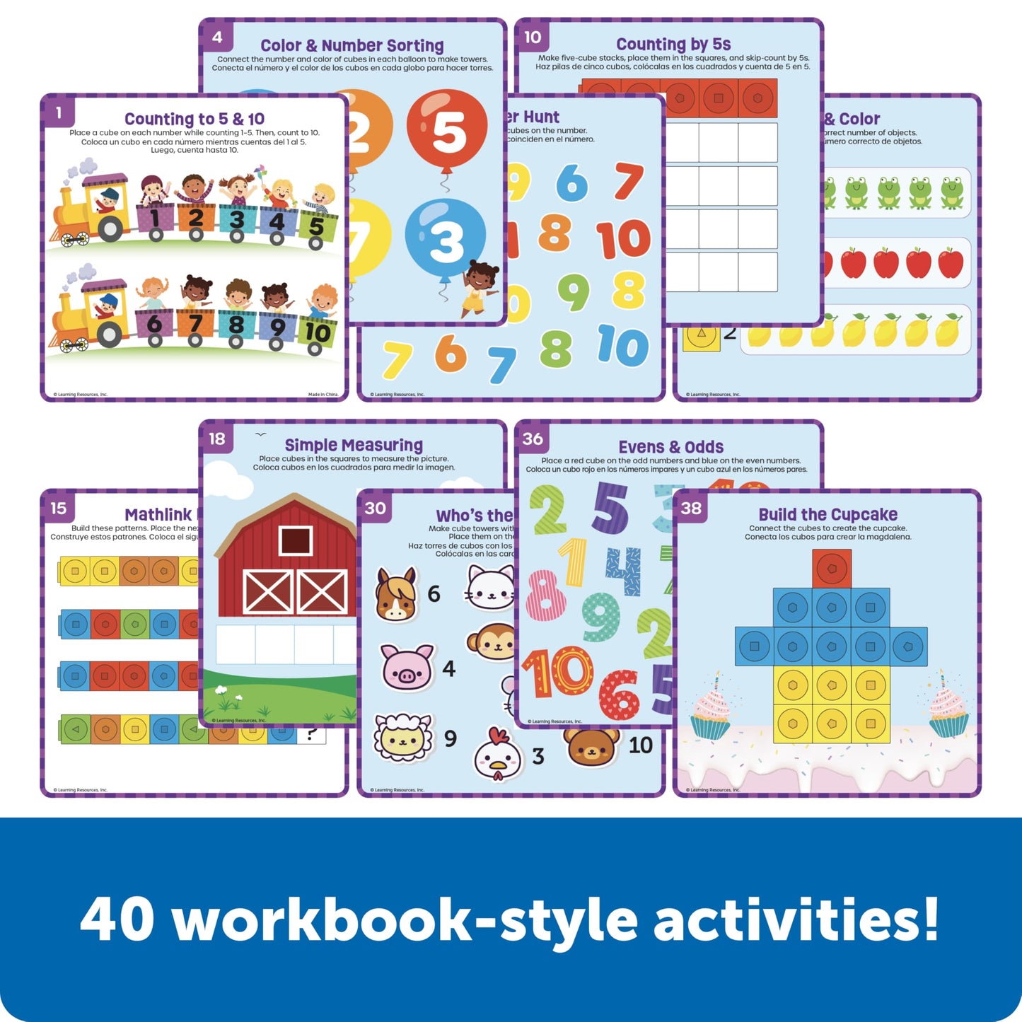 Learning Resources Skillbuilders Numbers Learning Kit - Math Manipulatives, Linking Cubes, Homeschool Supplies, Preschool Classroom Must Haves, Toddler Activities