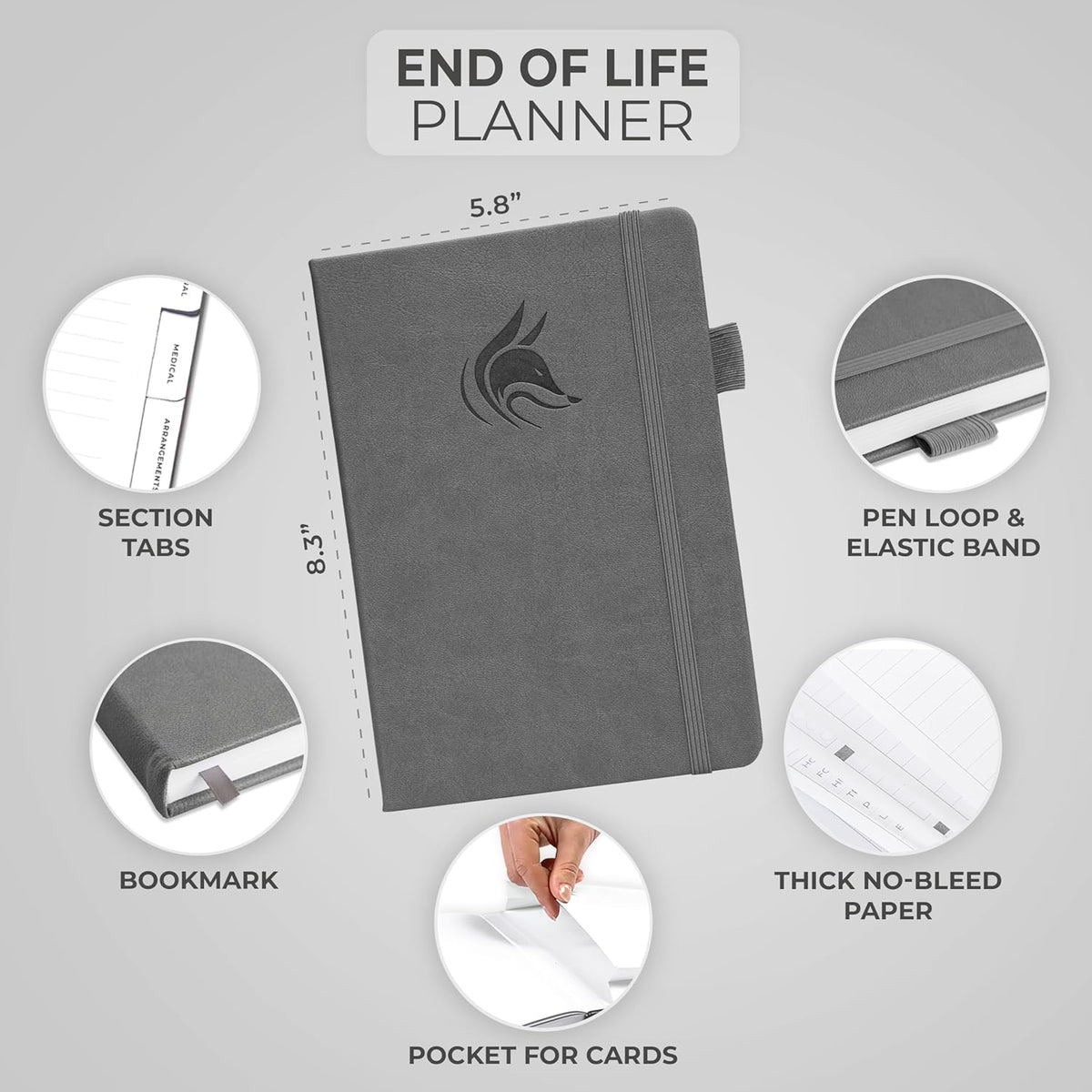 Clever Fox End of Life Planner – Final Arrangements Organizer for Beneficiary, Will Preparation, Last Wishes & Funeral Planning, A5 (Gray)