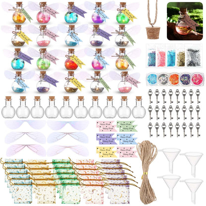 Jinei 262 Pieces Mystery Potion Craft Kit with 36 Magic Witch Potion Bottles Fairy Wing DIY Magic Fairy Bottle Set for Halloween Decorations Birthday Creative Gift Filling Supplies
