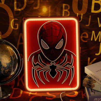 FRIFUN Spider Anime Neon Sign Led Light Up Sign Spiderman Neon Signs For Game Room Man Cave Bar Kids Bedroom Wall Decor Fun Birthday Gift
