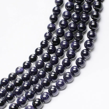 MJDCB Natural Stone Beads Blue Sand Stone Round Loose Beads for Jewelry Making DIY Bracelet Necklace (8mm)