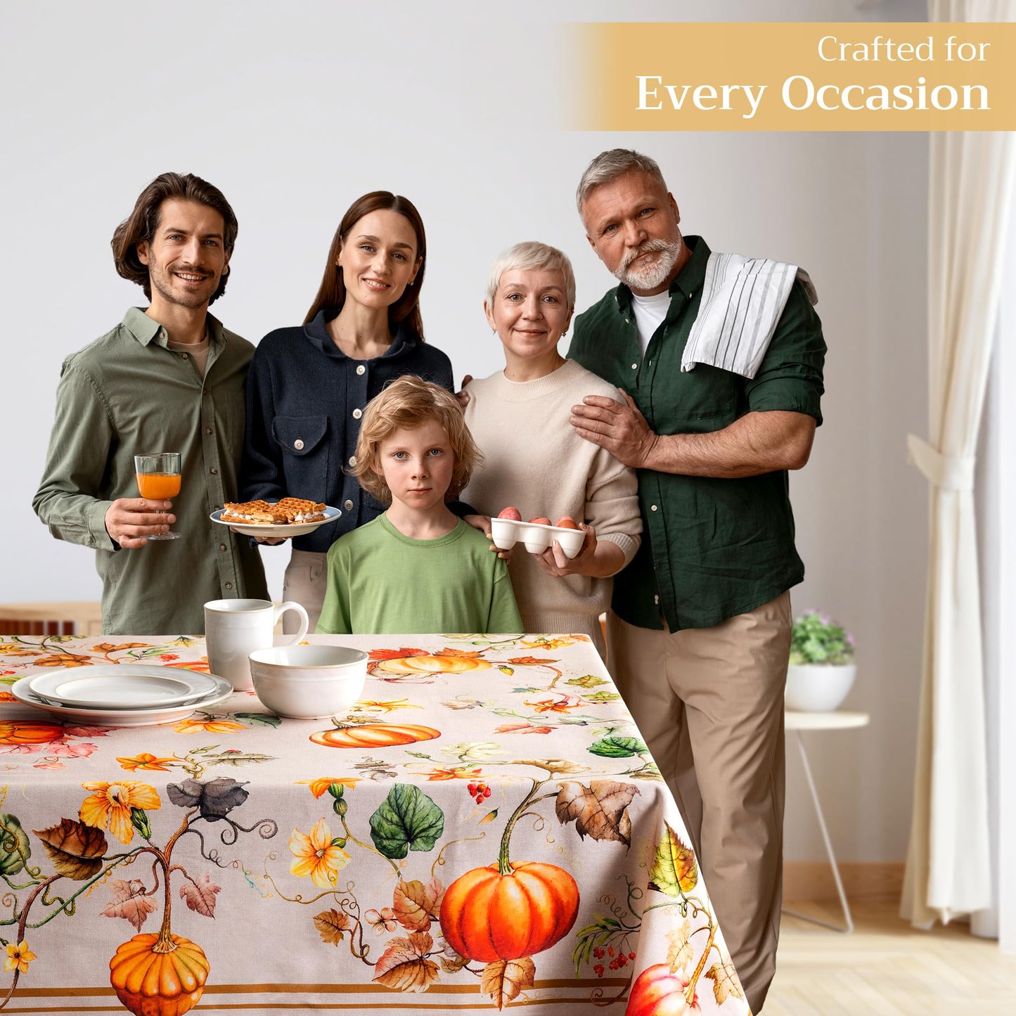 Maison d' Hermine Table Cloth Rectangle Table 100% Cotton 60 x 120 Inches Fall Tablecloth Reusable Everyday Use for Thanksgiving Christmas Decorations Dining Farmhouse Party (Potiron)