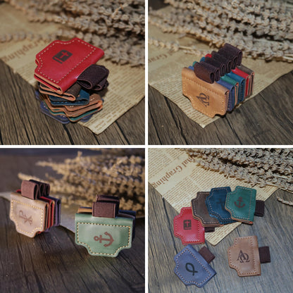 Buyborgood 4 Pcs Personalized Magnetic Leather Bookmark Pen Holder Book Lovers Christian Gifts Bygone Mark for Reading, Red-Bible + Brown-AΩ + Blue-Cross + Green-Anchor