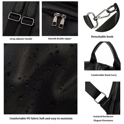 LY&SQ Women Anti-theft Backpack Purse, PU Leather Travel Rucksack Fashion Multipurpose Handbag Ladies Daily Work Shoulder Bags(Black)