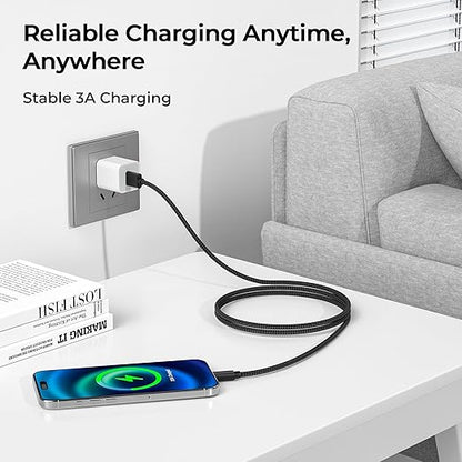 Basesailor USB Type C Charger Cable 3-Pack 3.3/6.6/10FT,Car Charging Cord for iPhone 15 Pro Max,Samsung Galaxy Tab S9 A10E A21 A51 A52 A53 A54 A70 A72 A73 A42 A34 A33 A14 A12 A22,S23 S20 S21 S22 Plus
