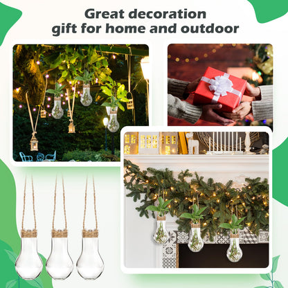 Baderke 24 Pack Hanging Propagation Station 3.9 Inch Plastic Plant Vases with Hooks & Cleaning Brush Clear Window Jars for Plant Clippings, Home Office Decor, Gardening Gifts for Women