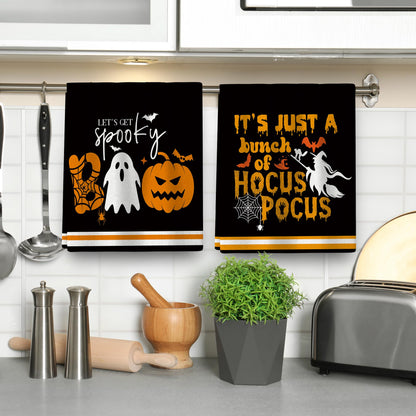 Pintukee Halloween Kitchen Dish Towels Absorbent Spooky Ghost Boo Pumpkin Tea Towels Halloween Kitchen Decor