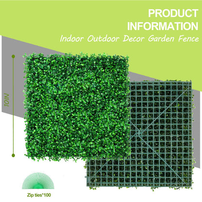 AOKIE 10"X10" Artificial Grass Wall, 12Pcs Boxwood Hedge Wall Panels UV-Anti Grass Backdrop Wall Decor, Greenery Privacy Hedge Screen for Indoor Outdoor Patio Balcony, Party Garden Fence Decor