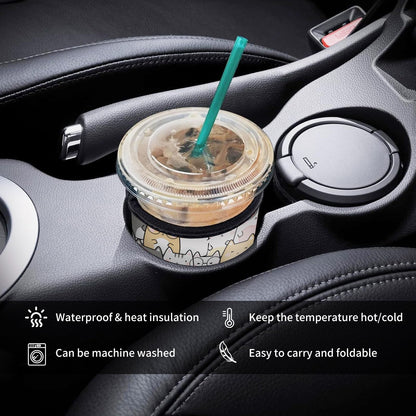 AUEKLLW 3 Pack Reusable Neoprene Insulator Sleeve for Iced Coffee Cups, Funny Coffee Cup Sleeves for 16-32oz Coffee cups, Cute Drink Sleeve for Cold Hot Beverages Cute Cats