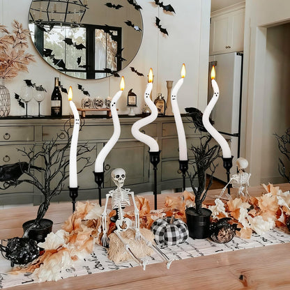 FYSUIMU 5 Pcs Halloween Ghost Taper Candles Funny Ghost Expression Twisted Wax Candles Decoration for Home Indoor Trick or Treat Party Table Supplies