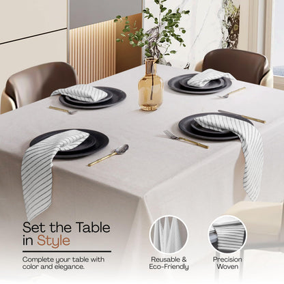HEIRLOOM COMFORT Black Stripe Napkins Set of 12, 18x18 Inch, 100% Cotton, Classic Striped Durable Table Linen for Dinners, Formal Events, Halloween, Wedding, Reusable and Washable for Everyday Dining