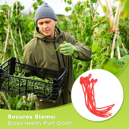 M METERXITY 48-Pack Adjustable Plant Ties, 4.7/5.9/6.7/8.2 Inch Silicone Flexible Multi-Function Garden Twist Tie for Crafts/Gift Wrapping/Gardening Plants, Reusable Support Twine [Red]