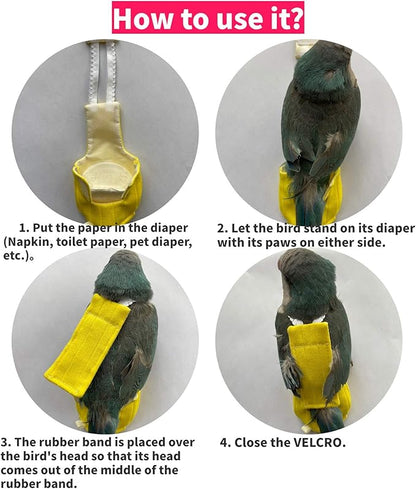 Parrot Bird Diapers, Birds Flight Suit, Parrot Clothes, Pet Animal Costumes, Bird Clothes, Cockatiel Bird Diaper, Pet Bird Diapers, Parrot Flight Suit, Bird Parrot Clothes (Yellow, L)
