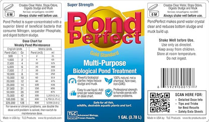 PondPerfect Natural Pond Bacteria Treatment – Liquid Formula for Pond Maintenance – Safe for Fish & Koi – Easy Dosing – 1 Gallon