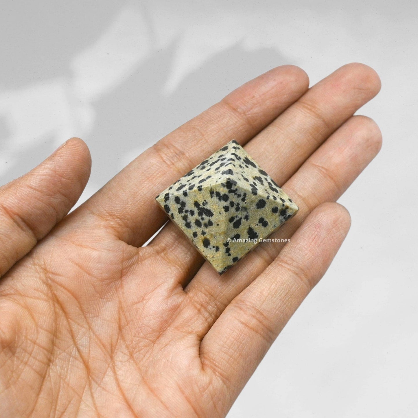 Amazing Gemstone Dalmatian Jasper Pyramid Crystal Healing Stones - 1" Great Pyramid Figurine of Natural Stone Pyramid for Meditation, Reiki, Chakra Balancing and Crystal Pyramids Grid