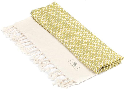 Madamelique Exclusive Hand Towels Set of 2-18 x 40 Inches - Decorative Bathroom Peshtemal Towel for Hand, Face, Hair, Yoga, Tea, Dishcloth, Kitchen and Bath - 100% Pure Cotton (Mustard)