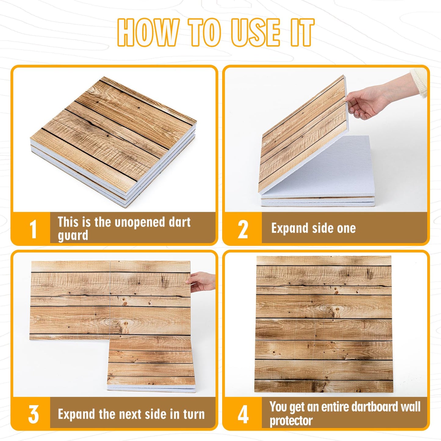 Hahafelt 36 x 24 x 0.5 Inch Felt Wood Grain Dart Board Wall Protectors Square Dart Board Backing Tiles Dartboard Backboard Cork Backboards Alternative (Burlywood)