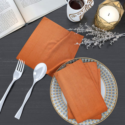85% Cotton 15% Linen Dinner Cloth Set of 12 Napkins for Everyday Use Over Sized Easter Special Mitered Corners Napkins, Pre Shrunk Good Absorbency Ultra Soft Quality 18x18 in(Rust)