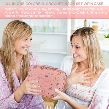 Aeelike Crochet Kit for Beginners Adults, Crochet Kits Include Yarn, 59pcs Crochet Starter Kit for Beginners Kids,Ergonomic Crochet Hooks 2.0-6.0 mm, Lace Steel Needles 0.6-1.9 mm