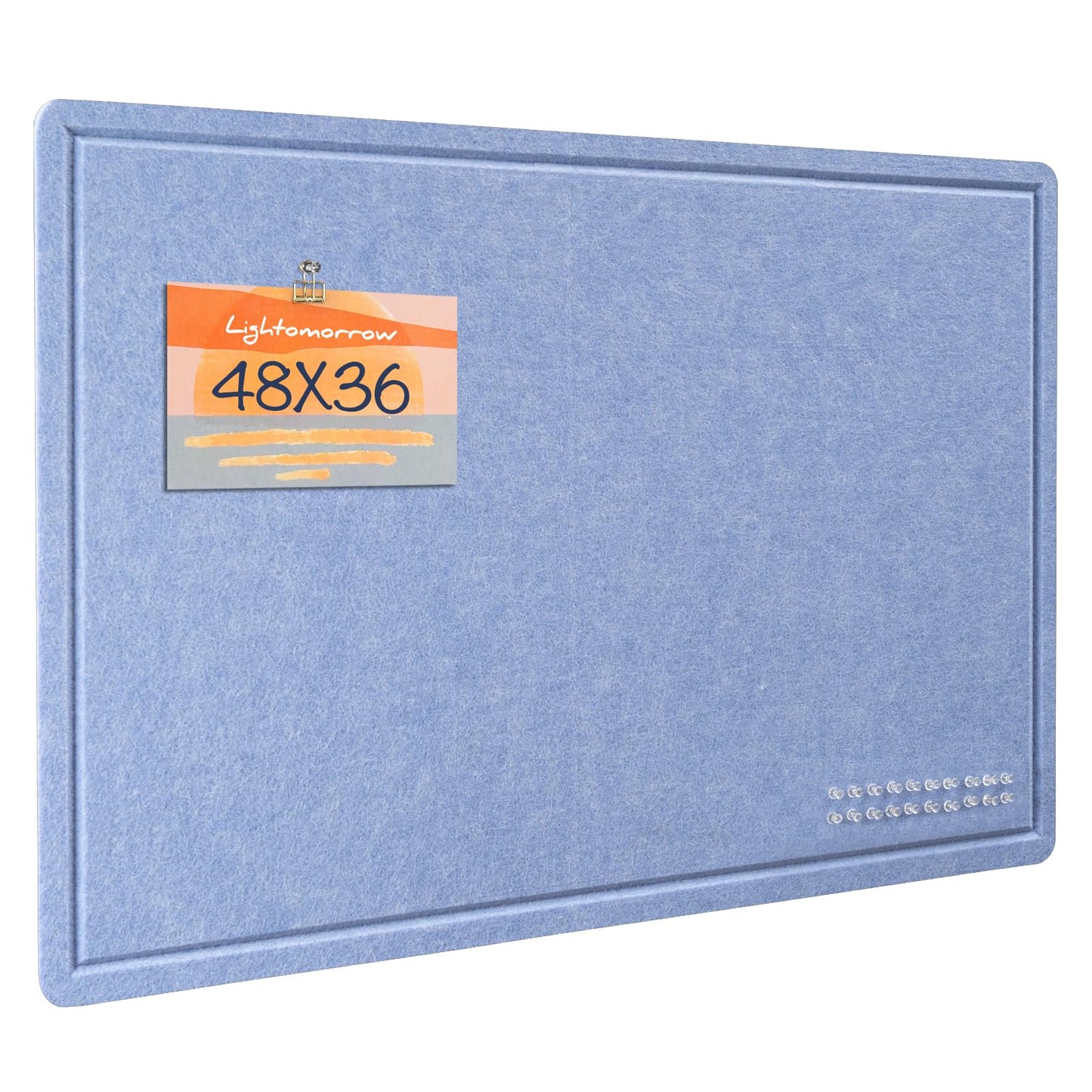Large Bulletin Board - 48 x 36 Inches, Decorative Felt Pin Board for Wall - 4' x 3' Foldable Photo Display Board with Self-Adhesive Tape, Includes 20 Push Pins - Lavender Blue
