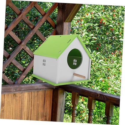 Pet Bird House for Parrots - Light Green Parrot Nest and Feeding House - Durable PVC Bird Feeder Cage for Garden Decor and Nesting