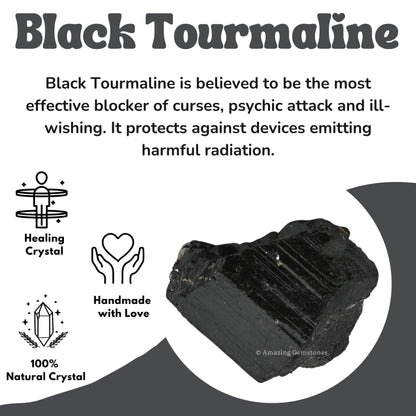 Amazing Gemstone Black Tourmaline Selenite Crystal - 1lb Bulk Raw Black Tourmaline Crystals and Selenite Healing Crystals for Protection, Crystal Grid, Energy Piedra Selenita Original