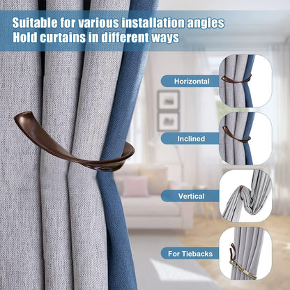 Kowibcl Decorative Curtain Holdbacks,Wall Mounted Window Drapery Tiebacks for Bedroom,Livingroom,Office Come with Screws (Bronze Dark,2)