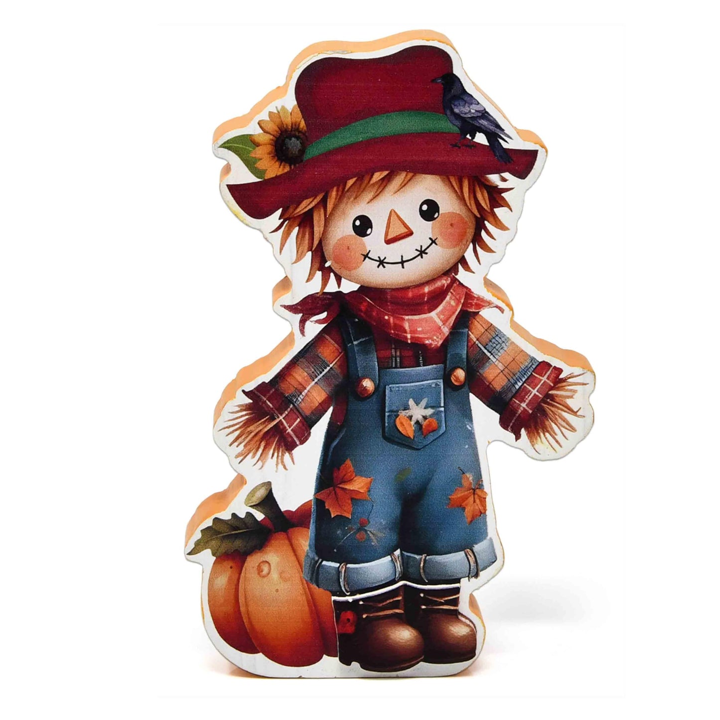 Gift Boutique Thanksgiving Scarecrow Wooden Decor Set of 3 Fall Tiered Tray Autumn Table Centerpiece Wood Standing Signs for Halloween Home Decoration