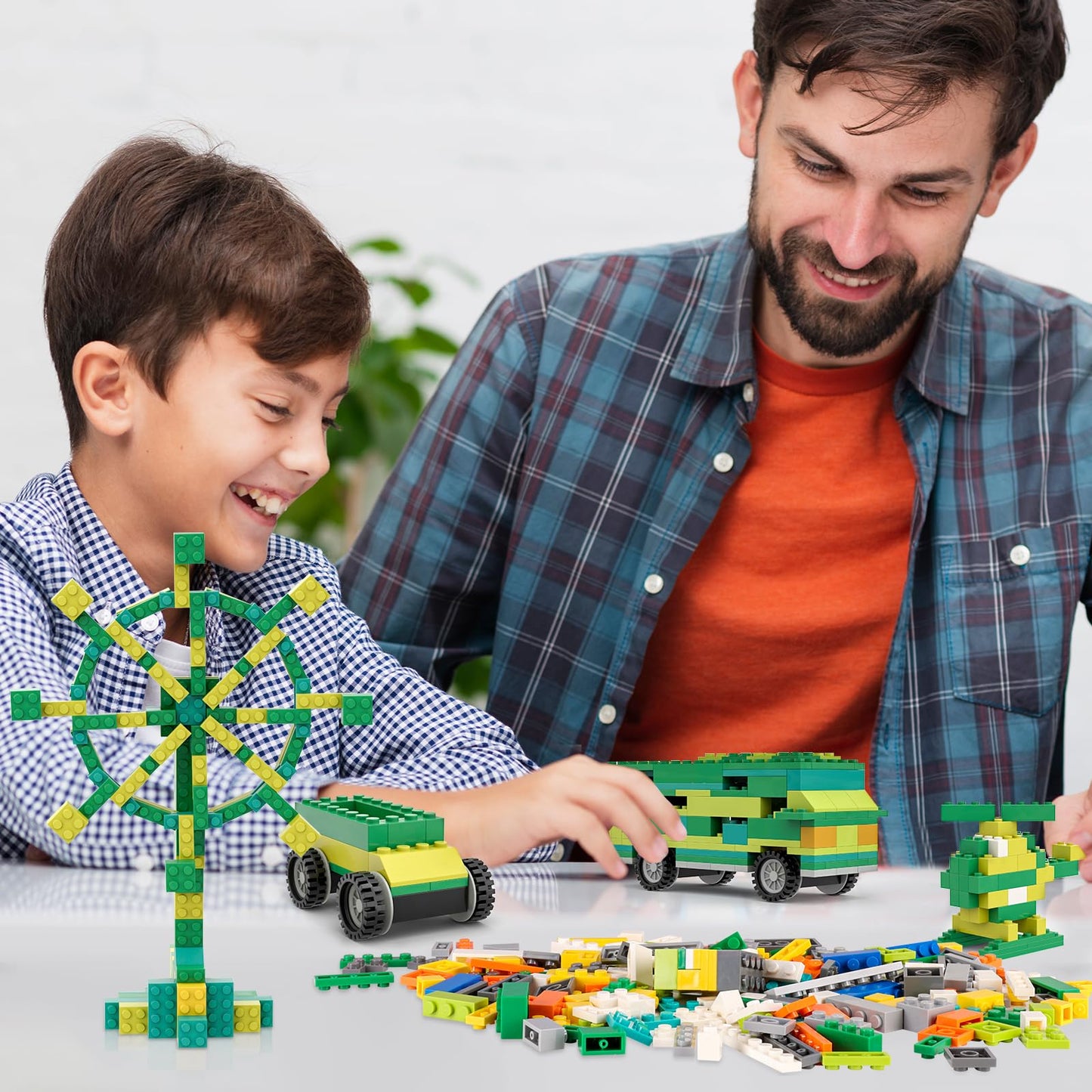 ekuzi 1200 Creative Building Blocks Set Compatible with Major Brands Classic, Includes Dual-Sided and Single-Sided Baseplates, Variety of Accessories to Spark Imagination (boy)