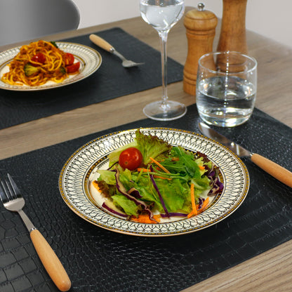 Set of 4 Faux Leather Placemats, PU Table Mats, Waterproof, Stain Resistant, Heat Resistant, Easy to Clean for Kitchen Dining Table,Conference Table