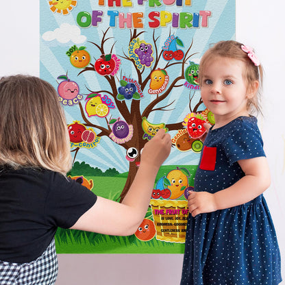 Cinrobiye Fruit of The Spirit Felt Bulletin Board Make Your Own Fruit of the Spirit Tree Crafts DIY Christian Bible Scene Set for Church VBS Sunday School Classroom Activities