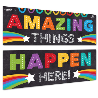 Sproutbrite 13.5" x 39" Educational Posters - 2 Teacher Posters for Classroom - Motivational and Inspirational Growth Mindset Poster for Students - Bulletin Board and Wall Decor for Pre, Elementary and Middle School - Creates a Positive and Encouraging Cl