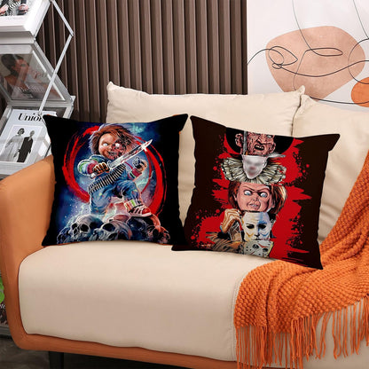 Generic Set of 4 Linen Throw Pillow Covers Halloween Pillow Case Horror Movie Character Halloween Pillow Covers Funny Holiday Home Decoration for Sofa Couch Bed Living Room Car Bedroom Bar Cafes
