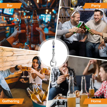 MSHHDK 20pcs Beadable Beer Opener Set Reusable Bottle Opener Decorative DIY Flat Beer Bottle Openers Beaded Bottles Openers DIY Bead Metal Silver Wine Stoppers for Crafts Fall Bar Party Favor