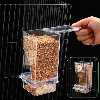 Yaomiao 4 Pcs No Mess Small Bird Feeders Automatic Parakeet Water Dispenser Clear Quail Feeder and Watered Cage Accessories for Small and Medium Parakeet Cockatiel Canary(Assorted,Transparent)