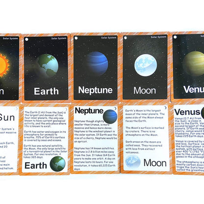 Set of The Solar System and Moon Phase Flashcards for Toddlers | Kids Learning Flashcard & Montessori Pocket Cards | Perfect for Pre-K Decor Background Wall Stickers, Teacher/Autism Therapists Tools