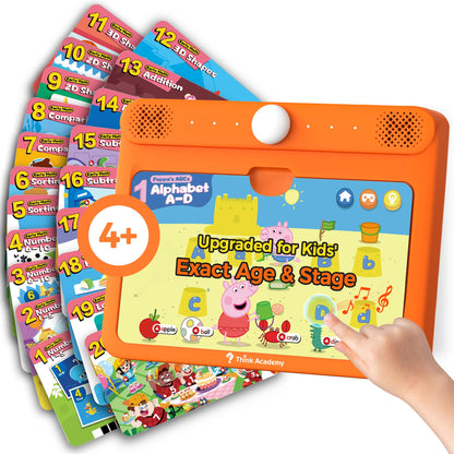 Think Academy Learning Pad for 4+, Age-Optimized Screen-Free Educational Learning Tablet, Learn to Read Phonics Flash Cards with Alphabet, Words, Numbers, Music, Preschool Learning Activities for Kids