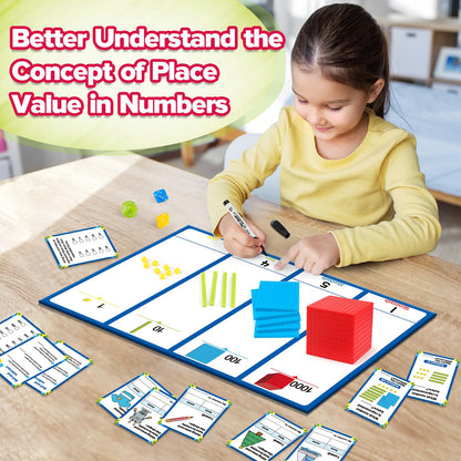 Torlam Base Ten Blocks for Place Value, Counting, Kindergarten Math Games - Base 10 Math Manipulatives for 1st-3rd Grade Kids