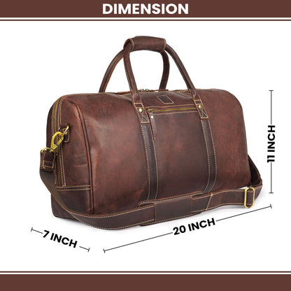 Genuine Leather Duffle Bag for Men & Women – Stylish Travel Weekender Bag with Shoulder Strap – Overnight, Gym, or Carry-On Luggage Bag - Mulburry Brown
